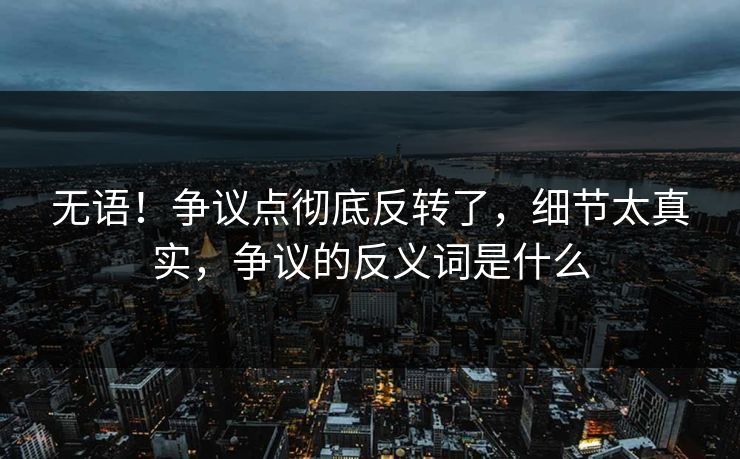 无语！争议点彻底反转了，细节太真实，争议的反义词是什么